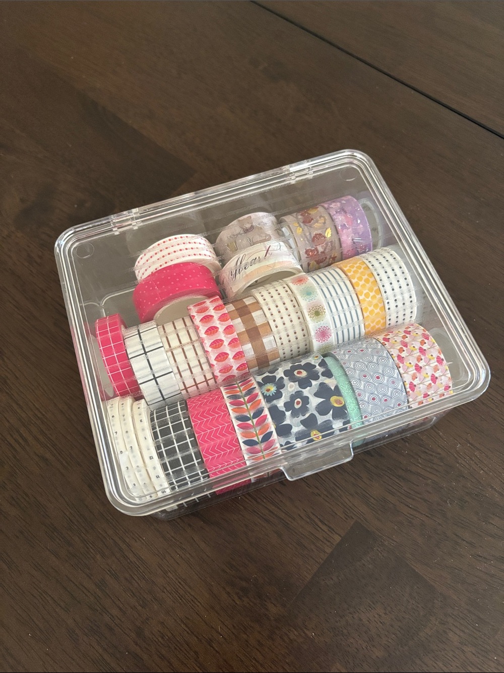 Washi Tape Variety Set of 26 Rolls in Sturdy Flip Top Storage Clear Box Bundle